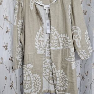 Chico's Tan and Cream Patterned Jacket